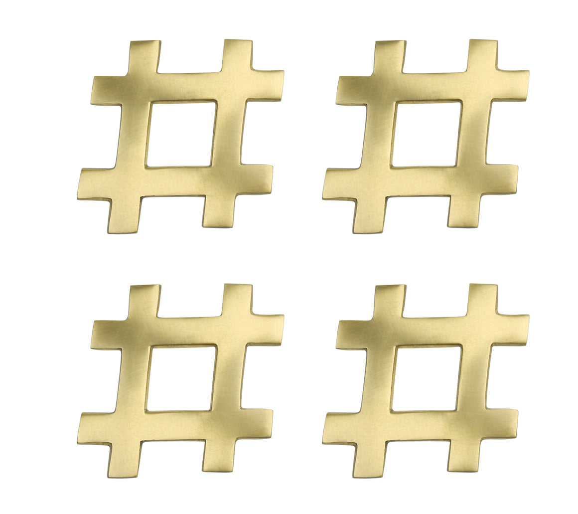 Brass Hashtag Coasters, set of 4